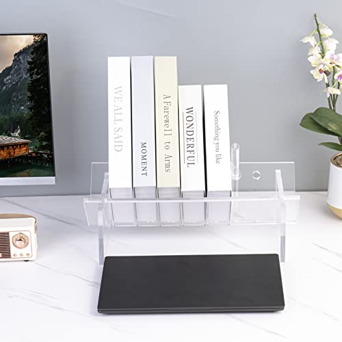 Sumerflos Acrylic Desktop Bookcase, Book Storage Organizer Bookshelves, Clear Mordern Tabletop Storage Rack for Office Home Shelf Display for Cd/Magazine/Book - Clear - Image 3