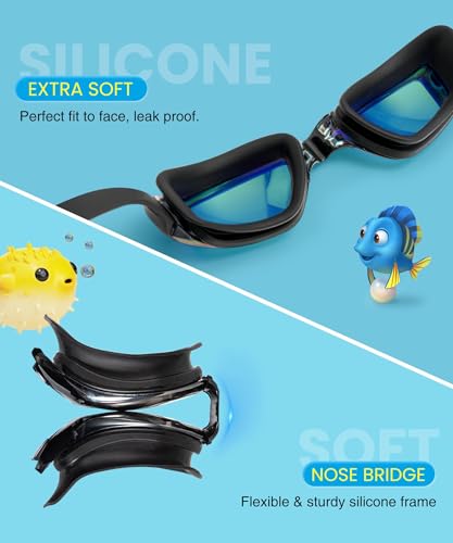 QALLY Kids Goggles Age 4-16, Kids Swimming Goggles UV Protection Anti-Fog No Leaking, 3 Pack Swim Goggles for Boys Girls Youth — view 4