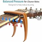 Quick-Change Guitar Capo with 6 Picks for Acoustic & Electric Guitars | Compact 6-String Rosewood Color Capo Set, Cushioned Silicone Contact, Even String Pressure, Capos for Practice Lessons Gigs