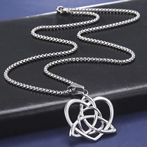 Jude Jewelers Stainless Steel Celtic Knot Heart Shaped Statement Party Holiday Wedding Pendant Necklace2
