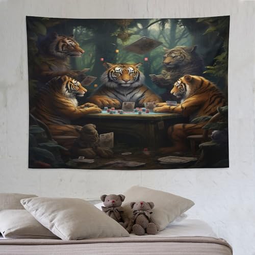 Tapisserie tigre PAZZK 150x200cm pour décoration murale de chambre