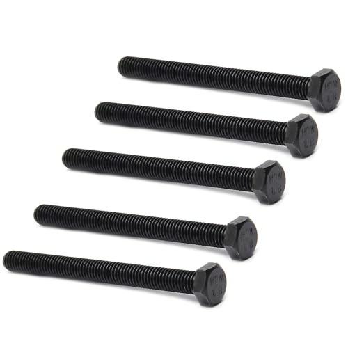 Image of M8x80mm Hex Screws Bolts Carbon Steel Fastener Rustproof Metric Fully Threaded Replace Bolt Black 5PCS