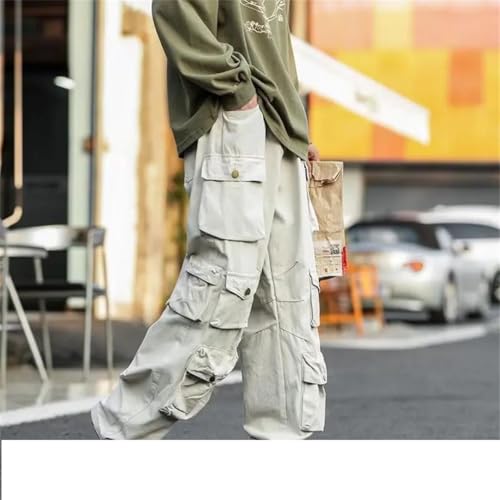 Men's Multi-Pockets Cargo Pants Vintage Hiphop Overalls Baggy Casual High Street Mopping Trousers3