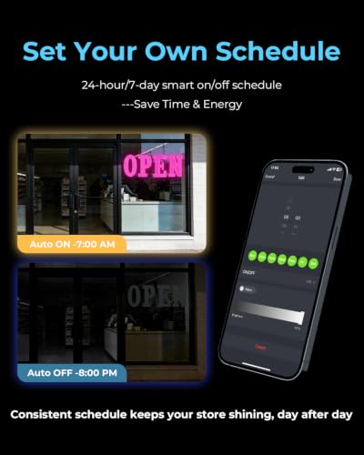 Image of Open Sign for Business 48 inch x 17 inch, Smart Extra Large LED Open Sign with Bluetooth APP Timer & Remote, Dimmable 14 Modes for High-Visibility Storefront Window Pink