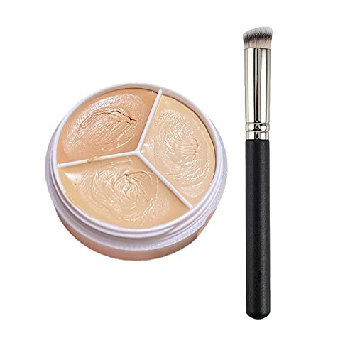 VIMIE Dreifarbige Concealer-Palette zum Abdecken von Akneflecken, dunkle Augenringe, für dunkle Hautflecken, Akneflecken, vollständig abdeckender Concealer mit Pinsel (1Pcs) Cover