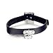 Flongo Womens Punk Rock Silver O Ring Black Leather Vintage Necklace Neckband Buckle Choker Fetish