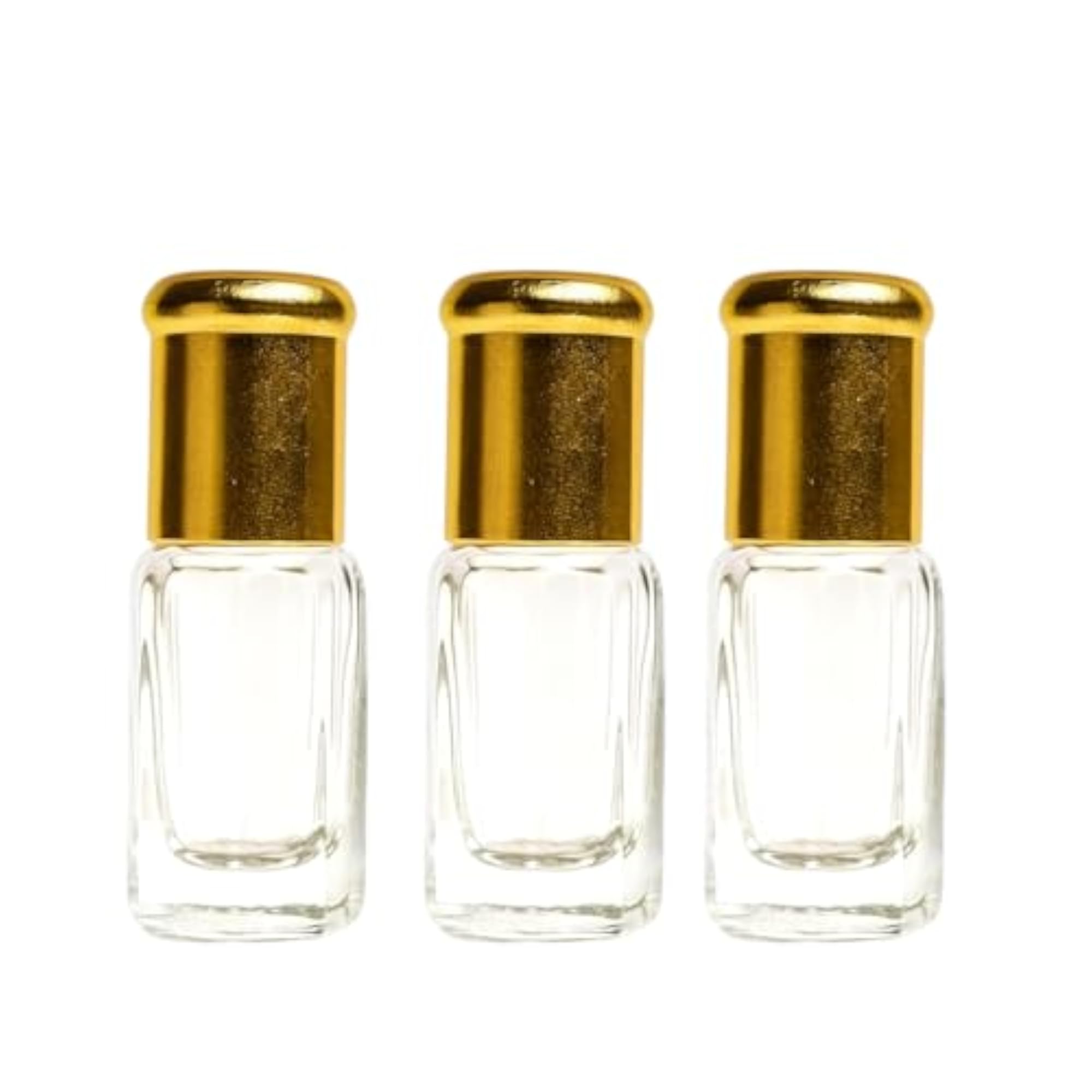 Pack of 3-6ml Empty Glass Attar Bottles with Roll-On