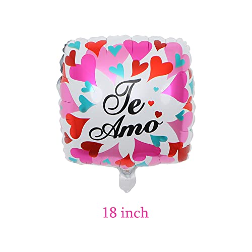 12Pcs Valentine's Day Party Balloons Square Shaped Foil Balloons Spanish Te Amo Mylar Balloons For Valentines Day Anniversary Wedding Party Decorations Supplies #TOP1