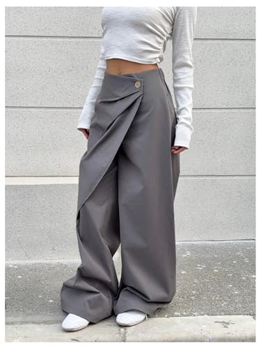 Verdusa Women's Wrap Wide Leg Dress Pants Business Casual Loose Long Trousers4