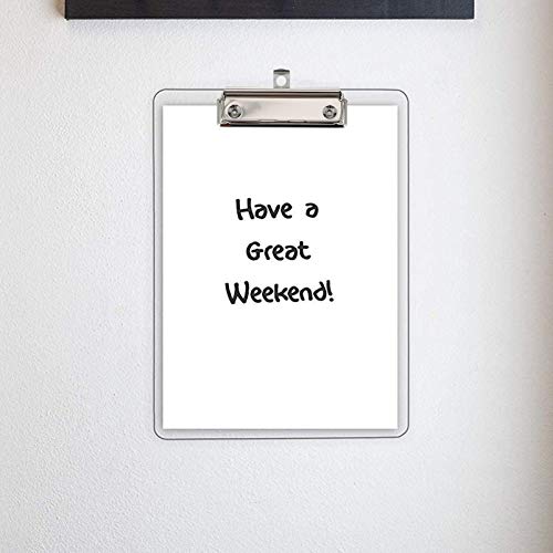 Prancheta de plástico NUOBESTY A4 com laço para pendurar, leve, resistente, durável, para papelão, p