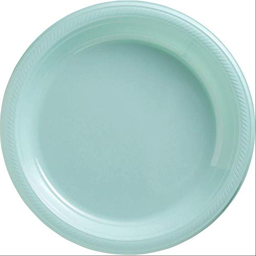 Robin's Egg Blue Round Disposable Plastic Plates - 7