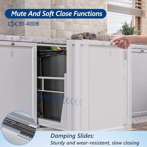 Image of Insputer 8 Gal Pull Out Trash Can Under Cabinet, Heavy Duty Under Sink Garbage Can Kit with Soft-Close Slides for Kitchen, Laundry, Requires Minimum Cabinets Opening 12 inch W X 18 inch D