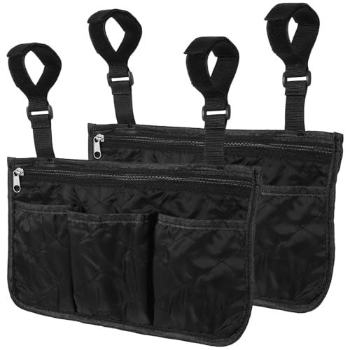Hohopeti 2pcs Hanging Wheelchair Side Bags Lightweight Pouches Armrest Storage Organizer for Mobility Scooters Walkers Elderly Disabled