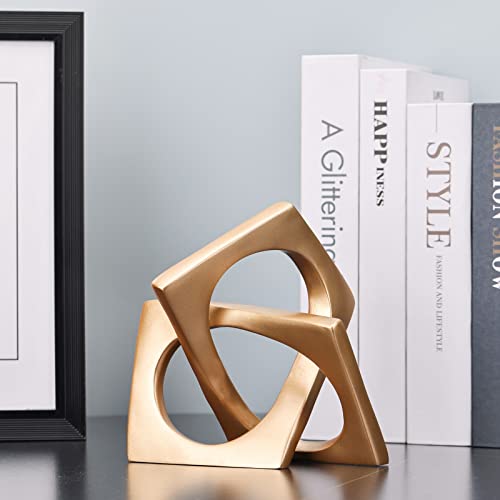 Modern Geometric Sculpture Gold Knot Statue Decor, Home Gold Bookcase Centerpiece Jax Decorative, Geometric Tabletop Sculpture And Figurines, For Golden Home Decor Accent, Cube Decorative Ornaments #TOP5