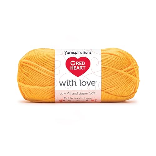 Image of Red Heart with Love Low Pill Yarn for Crocheting, Sunshine, 3-Pack | #4 Medium Worsted Weight 100% Low Pill Acrylic Crochet and Knitting Yarn for Blankets, Sweaters, Hats, 171 yards, 100g /3.5oz