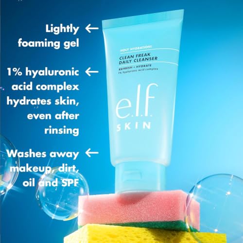 Image of e.l.f. SKIN Holy Hydration! Clean Freak Daily Cleanser, Gentle Hydrating Gel Face Cleanser, Made With Hyaluronic Acid, Vegan & Cruelty-Free, 5.5 fl oz