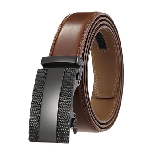 Men's Fashion Leather Belt with Automatic Buckle Cowhide Non-Porous Strap for Suits Alloy Waist Accessory
