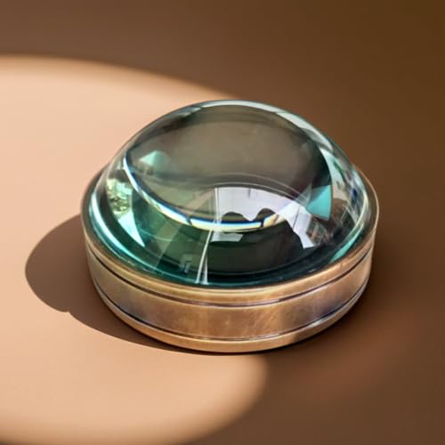 Vintage Desk Magnifier Glass Paperweight Antique Brass Magnifying Glass with