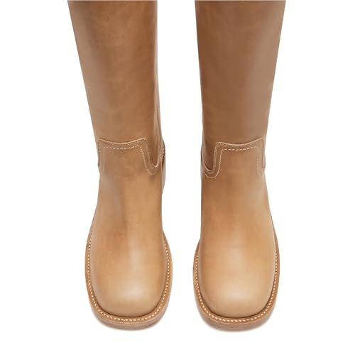 Knee High Boots for Women Riding Wide Calf Boot Square Toe Chunky Block Heel Comfortable Pull on Platform Shoes4