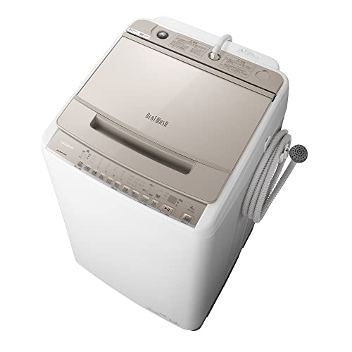 日立 全自動洗濯機 洗濯容量8kg シャンパン ビートウォッシュ BW-V80G N 本体幅57cm つけおきプラス 大流量ナイアガラ ビート洗浄