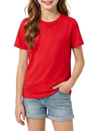 Image of Girls Cotton Long /Short Sleeve T Shirts Casual Classic Top 3-14Y | Soft Quick Dry Breathable Blank Crew Neck T-Shirt, Boys & Girls, for DIY Printing, School, Sports, Daily & Outdoor Activities