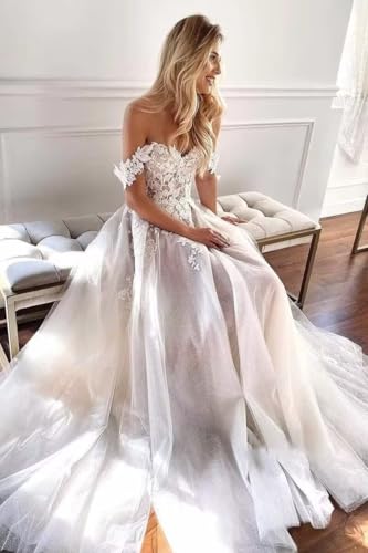 Cadoly Modest Long Sleeve Wedding Dresses for Bride 2025 Fall Women's Ball Gown A-lineTulle Lace Applique Bridal Gown4
