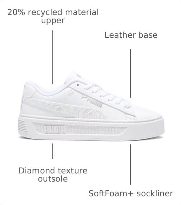 Image of Puma Womens Smash V3 Platform Lace Up Sneakers Shoes Casual