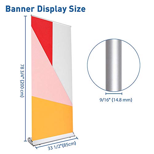 Instahibit 33\"x79\" Aluminum Retractable Roll Up Banner Stand Wide Base Adjustable Exhibition Fair Tradeshow Display