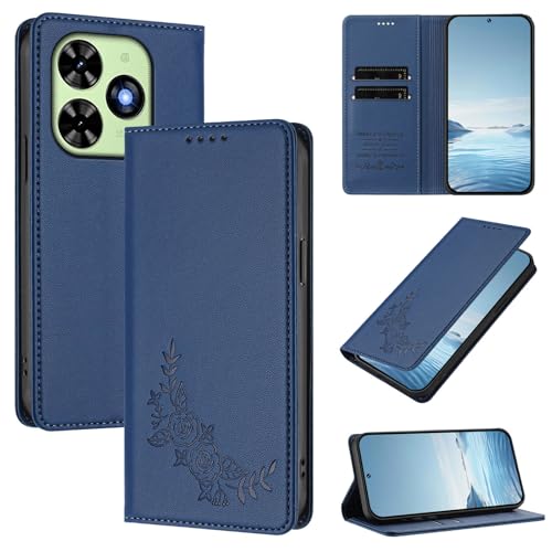 �X�}�z�P�[�X �Ή��@�� for Tecno Spark Go 2024,�Ή��@�� for Tecno Pop 8 / Pop 10C �yRFID�u���b�N�z�y�J�[�h�z���_�[�t�����z �}�O�l�b�g�J�� �X�^���h�@�\�t���z�X�}�z�P�[�X Blue