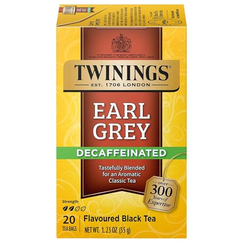 Twinings Decaffeinated Earl Grey Black Bergamot Tea Bags 20 CT Box (1 Pack)