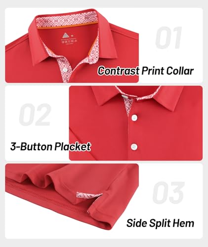 Image of ZITY Golf Shirts for Men Short Sleeve Moisture Wicking Solid Performance Designed Print Collared Casual Polo Shirt