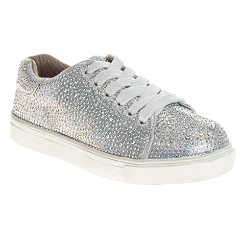 Josmo Girls Low Top Sneakers Sparkly Trendy Lace-Up Shoes (Size Little Kids to Big Kids)