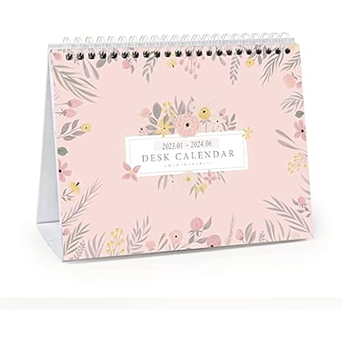 2023 Calendar, Small Desk Calendar 2023-2024, Month to View Mini Desktop Calendar (January 2023-June 2024), 20.5 X15cm, Academic Monthly Standing Desk Calendars with Planner Stickers Cover