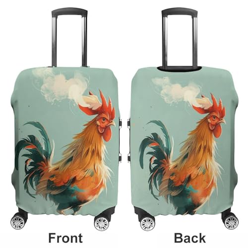 Chicken with Smoking Head Luggage Cover Protector Anti-Scratch Suitcase Cover Washable Luggage Covers Fits 19-21 Inch Luggage3