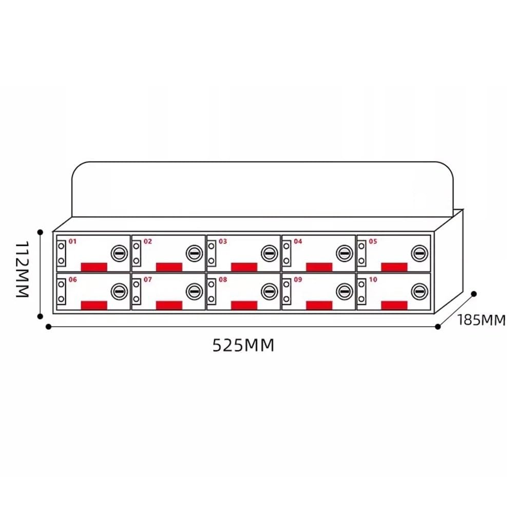 Genérico Caja Protectora acrílica para teléfono, Armario de Almacenamiento para teléfonos móviles con 10 Compartimentos y cerraduras. (White 52.5 * 18.5 * 11.2cm)