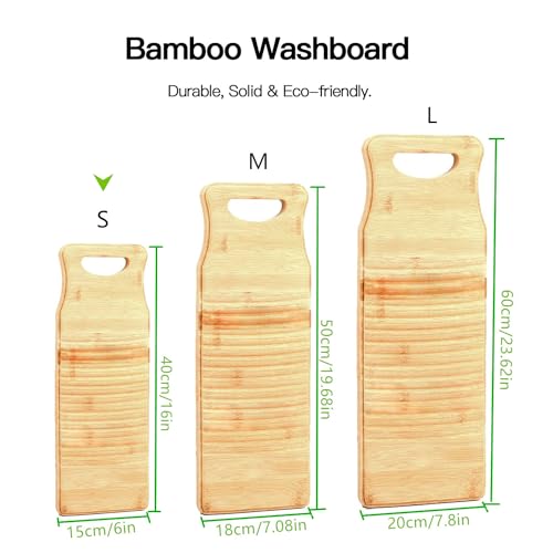 Tabla de lavado para lavar la ropa a mano de bambú natural pequeña 7