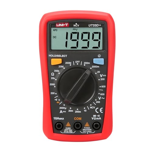 Image of UNI-T UT33D Digital Palm Size Multi-meter with Manual Range 1999 Counts Tester (Red)