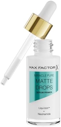 Max Factor Miracle Pure Matte Drops Serum Primer, feuchtigkeitsspendender Primer mit innovativer Formel, mit Niacinamide und Cica für einen langanhaltend ebenmäßigen, matten Teint, 30 ml