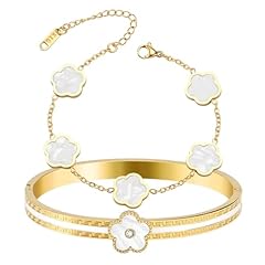 Gold White Stackable Bracelets