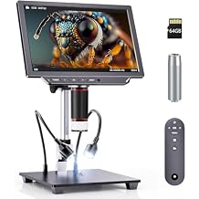 4K Digital Microscope - 2000X Magnification, 10" Coin Microscope with 52MP Camera Sensor, Perfect for Soldering, Electronics Repair, Coin Observation, 64GB Included