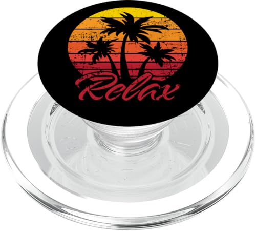 Relax Retro Tramonto con Palme Vintage Stile Distressed PopSockets PopGrip per MagSafe