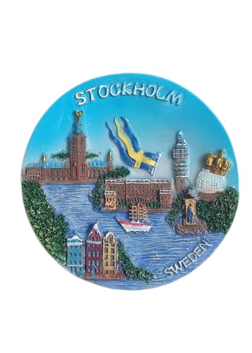 Estocolmo Suecia imán para nevera de viaje, recuerdo de refrigerador, calcomanía magnética 3D pintada a mano, colección de manualidades Cover