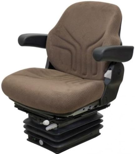 Seat Assembly - Air Suspension with Armrests Fabric Brown JD DLX Late 30-55 Suspension fits John Deere 4000 4255 4640 4250 4630 4240 4230 4850 4040 4440 4755 4030 4430 4650 4055 4455 4840 4050 4450