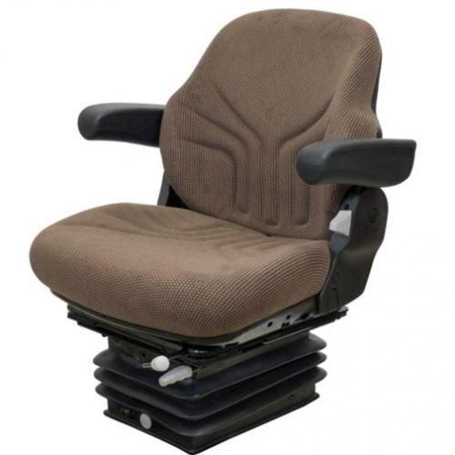 Seat Assembly - Air Suspension with Armrests Fabric Brown JD DLX Late 30-55 Suspension fits John Deere 4000 4255 4640 4250 4630 4240 4230 4850 4040 4440 4755 4030 4430 4650 4055 4455 4840 4050 4450