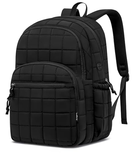 Image of kadilong Laptop Backpack for Women College Travel,Quilted Daypack Bookbag for School Teen Girls,Black
