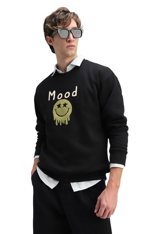 SNITCH Men's Sweatshirt | Trendy Graphic Print & Applique with Crew Neck | Soft Cotton Blend Fleece Fabric Regular Fit Full Sleeve Casual Wear Top for Men-picture-21