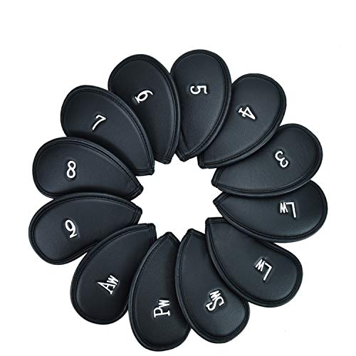 WEFOO 12Pcs Leather Golf Iron Head Covers Set, Golf Iron Head Covers Headcover