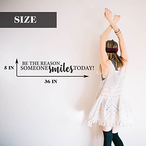 My Vinyl Story - Be The Reason Someone Smiles Today - Large Inspirational Wall Decal Motivational Wall Art Quote Positive Home Office School Classroom Decor Vinyl Decoration Encouragement 36X5 Inches #TOP2