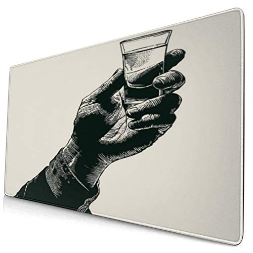 Gaming Mauspad 750x400x3mm Logo Glas Hand halten Schuss Alkohol trinken Toast Essen Vintage Whisky Tequila Bar Whisky Wodka Office Mauspad