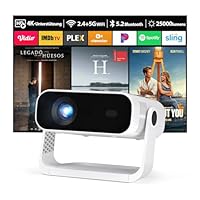 Smart Beamer Full HD 1080P, 25000 Lumens, Android 11，Integrierte Apps, 4D Trapezkorrektur，WiFi 6 & BT 5.2, Heimkino 4K Beamer Trapezkorrektur und elektrischen Fokus